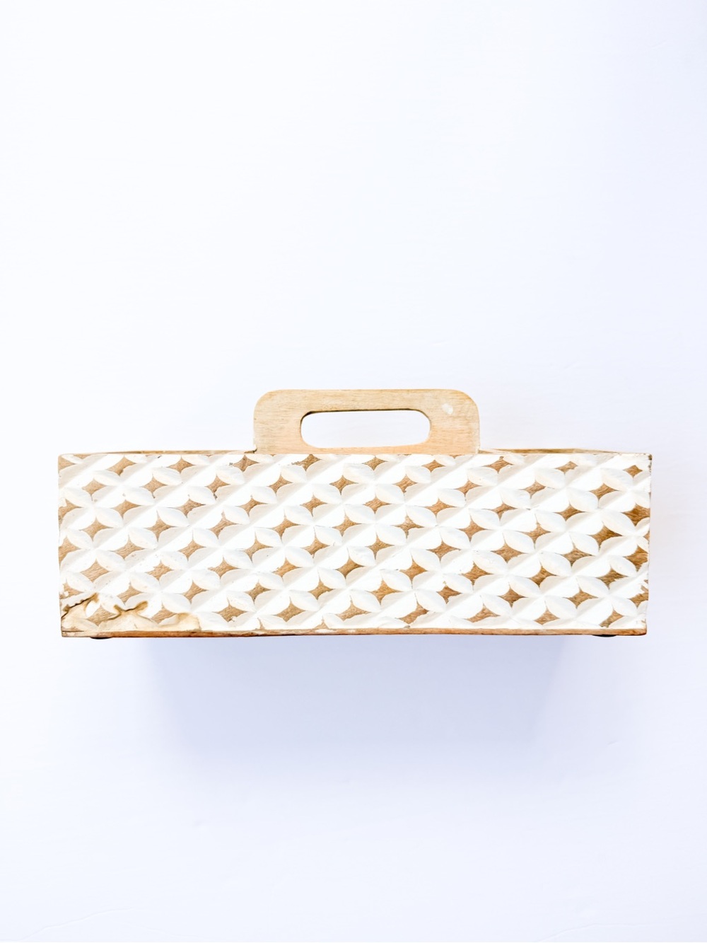 Wooden White and Natural Wood Decorative Caddy Organizer